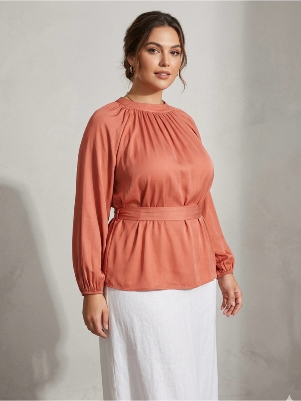 Hayden Los Angeles Blouse – Size Large – Peach / Coral – Tie Back